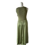 NWT Taylor Mix Media Ribbed Bodice Crew Neck Satin Skirt Side Pocket Green Size M Photo 8