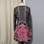 Style & Co  Black Pink Paisley Print Long Sleeve Knit Stretchy Dress Boho Size L Photo 4