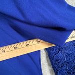 Dennis Basso Dennis by Blouse Medium Cobalt Blue Lace Trim Balloon Sleeve Chic Photo 10