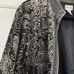 Chico's  Size‎ 3 Elegant Black Gray Velvet Burnout Paisley Blazer Jacket Size XL Photo 3