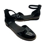 Eileen Fisher Flats Size 8 Emmet Black Patent Leather Ankle Strap Back Zip Shoes Photo 1