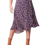 Band of Gypsies BAND OF THE FREE Linaelle Purple Floral Tie Faux Wrap Ruffle Skirt NWT XS Photo 0