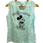 Disney NWT Walt  World Mickey Mouse Blue/White sleeveless foil graphic tee size S Photo 0