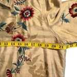 Laura Ashley  Womens Slub Silk Floral Embroidered Shirt Jacket Sz M Cottage Boho Photo 4