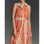 Maeve  Anthropologie Halter Open-Back Godet Midi Shirt Dress Size M Photo 2