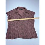 Ralph Lauren Lauren  Brown Pink Polka Dot Cap Sleeve Blouse Career Office‎ Top XL Photo 2