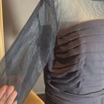 Women’s Navy Blue Pleated Chiffon Formal Dress Corset Back Sheer Sleeve Size 16W Photo 7