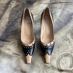 Moschino  Cheap & Chic Studded Black And Tan Leather Heels Photo 3
