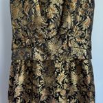 Vintage Gold Paisley Brocade Dress Sleeveless Party Cocktail Occasion Size 4 Photo 4
