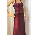 Vtg Y2K Zum Zum Niki Livas wine Taffeta Iridescent Skirt & sequin halter Top XS Red Photo 8