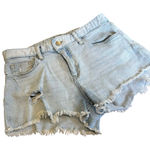H&M Light Blue White Wash Jean Shorts Distressed  High Waisted Women’s Size 8! Photo 0