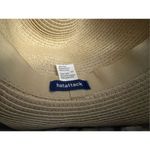 Anthropologie Womens Hatattack Navy Straw Polka Dot Trim Raffia Bucket Beach Hat Photo 1