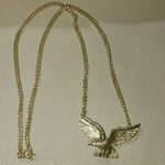 Eagle Flying Pendant 18 Inch Necklace Avon Gold Tone Cuban Style Chain Vintage Photo 8