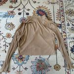 H&M Tan Ribbed Collared Cropped V-Neck Long Sleeve Top XL Photo 5