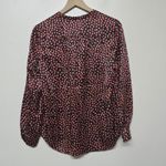 L'Agence  Womens Bardot Black Red Polka Dot 100% Silk Blouse Sz S Office Academia Photo 4