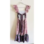 Haute Hippie Maxi Dress Boho Flutter Sleeve Cotton Flounce Hem Floral Sz 12 Photo 1