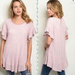 Entro Women’s Crochet Short Sleeve Hi Lo Top in Tea Rose sz small Photo 1