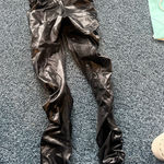 Alo Yoga Alo black shiny XS scrunchy leggings flattering high waist thick waistband Photo 3