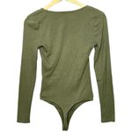 Abercrombie & Fitch  Soft AF Rib Olive Green Knit Long Sleeve Bodysuit Top Size S Photo 1