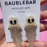 BaubleBar  white pearl bead ghost we've got spirit Yes we do! earrings gold tone Photo 3