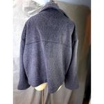 Free People  Mina Jacket Heathered Navy Draped Wool Blend Open Front L Photo 3