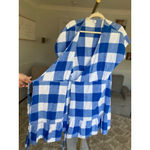 Old Navy  Wrap Dress Gingham Blue White Cottagecore Preppy Summer Picnic Coastal Photo 3