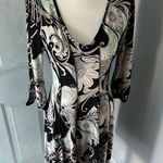 Elegant Black and White Floral Midi Dress Size M Photo 6