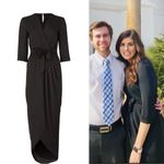 Amanda Uprichard Black Faux Wrap Midi Dress Women’s 1X | Classic Elegant LBD Photo 9