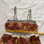 NWT Axes Femme Orange Brown floral kitschy print ruffled dress lace trim ruffles Size M Photo 6