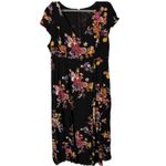 Forever 21 Plus Maxi Romper Dress Cap Sleeves V-Neck Size 1X Black Dark Floral Photo 5