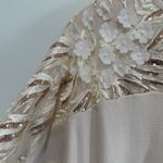 Joseph A Gold Floral Applique Sweater Gold Sequins Size XL Beige Holiday Glamour Photo 1