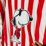 Vintage Red White Striped Double Sided Snoopy Reversible Sweatshirt Size Large Photo 3