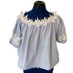 Alythea Light Blue Blouse with White Lace Trim by  Photo 0