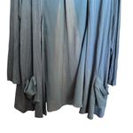 LOGO By Lori Goldstein Cardigan Womens 1X Blue Mixed Media Pockets Open Sweater Photo 3