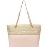 Chic Cream and Tan Tote Bag with Bow Accent M Photo 3