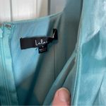 Lulus  Thriving Darling Shiny Teal Blue Mermaidcore Sleeveless Tiered Mini‎ dress Photo 3