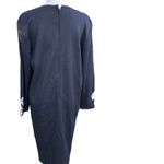 Vintage 80s 90s Outlander Sweater Dress Black Silver Leaves Beaded Sequin L Size L Photo 1