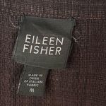 Eileen Fisher  Linen Blend Short Sleeve Half Button Brown Blouse Size Medium Photo 2