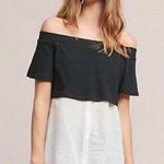 Anthropologie Passport Off the Shoulder Mixed Media Top Black & White XS Photo 0