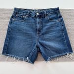 American Eagle Medium Blue Denim Cutoff Raw Hem Mom Short Size 2 Photo 0