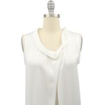 NWT Hanii Y Nordstrom Ivory Satin Front Cowl Neck Sleeveless Blouse Top 42 White Size L Photo 1