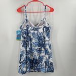 SWIM SOLUTIONS Swimsuit Dress Size 18 Swimdress NWT Blue Empire Floral One Piece Photo 3