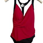 Aqua Green  Women's Red and Black Colorblock One Piece Swimsuit - Small - NWT Photo 0