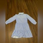 JUDE CONNALLY Thin Stripe Henley dress blue casual preppy $218 classic fall White Photo 8