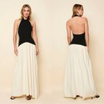 Solid & Striped NEW Halter Soglio Maxi Ecru Noir Dress Sz S Photo 3