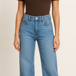 Cotton Citizen Ribbed Knit Polo Top Brown V-Neck Stretch Fitted Shirt Size M Photo 0