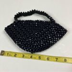 Vintage Navy Blue Wooden Bead Rounded 1930's Clutch Purse Bag Photo 5