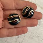 Navy and gold tone swirl post earrings Photo 1
