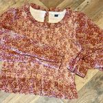 American Eagle  Floral Long Sleeve Smocked ruffled bodice Blouse size small Photo 8