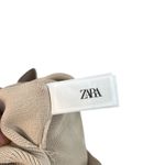 ZARA  Rose Button Cardigan‎ Puff Sleeve Cropped Beige Tan Silver Size Medium Photo 9